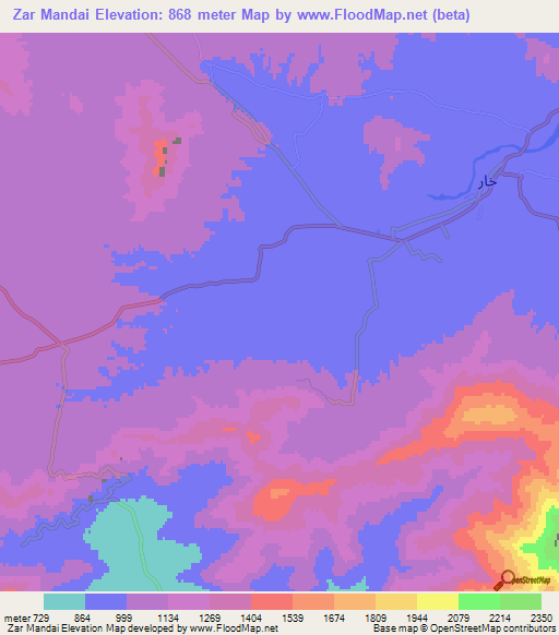 Zar Mandai,Pakistan Elevation Map