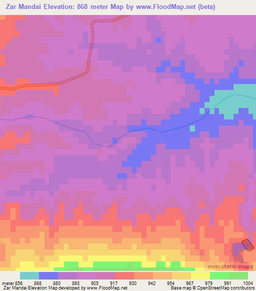 Zar Mandai,Pakistan Elevation Map