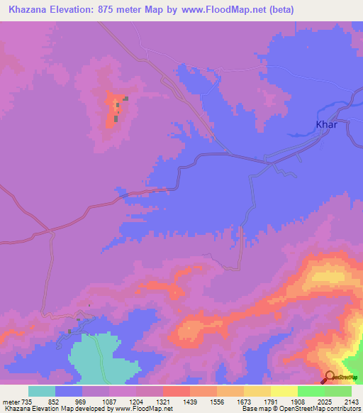 Khazana,Pakistan Elevation Map