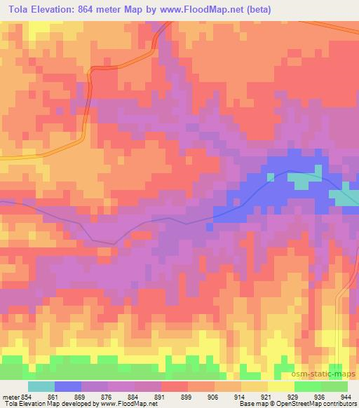 Tola,Pakistan Elevation Map