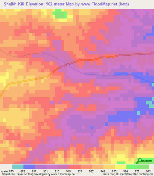 Shaikh Kili,Pakistan Elevation Map