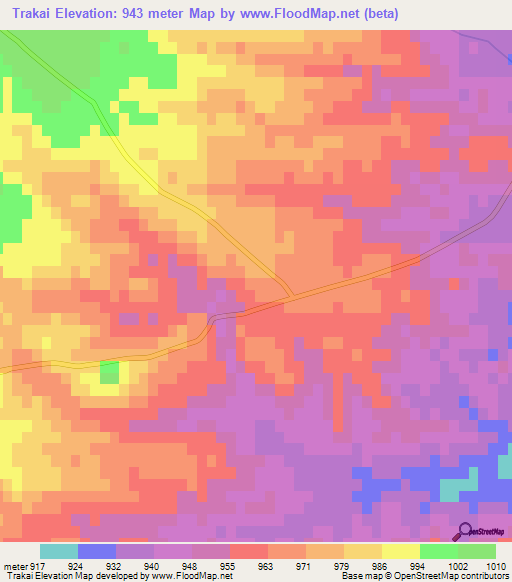 Trakai,Pakistan Elevation Map