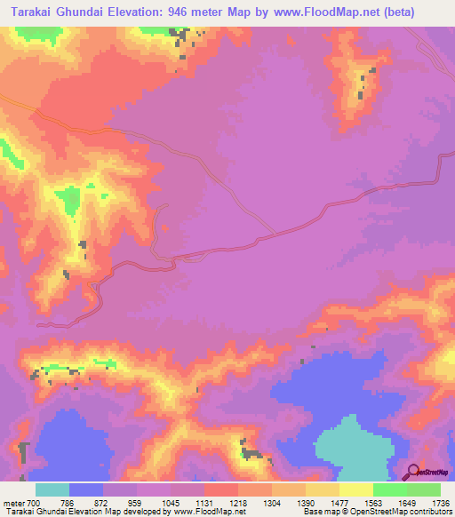 Tarakai Ghundai,Pakistan Elevation Map