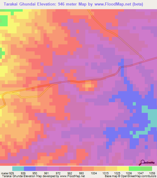 Tarakai Ghundai,Pakistan Elevation Map