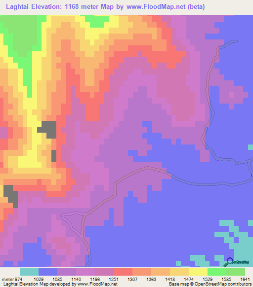 Laghtai,Pakistan Elevation Map