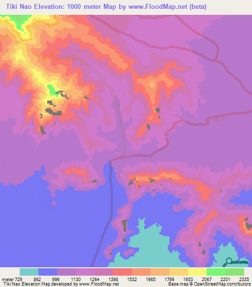 Tiki Nao,Pakistan Elevation Map