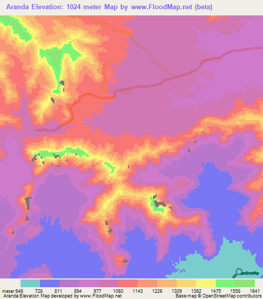 Aranda,Pakistan Elevation Map