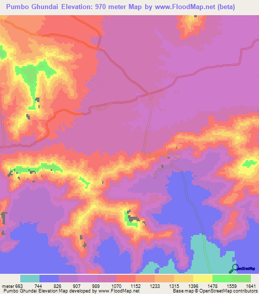 Pumbo Ghundai,Pakistan Elevation Map