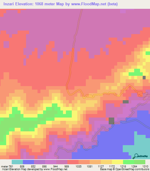 Inzari,Pakistan Elevation Map