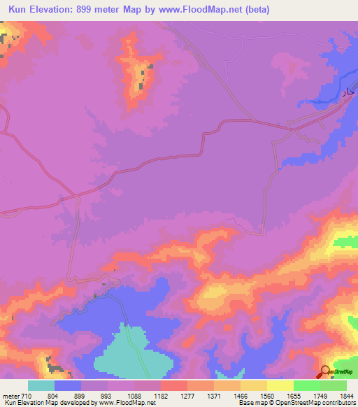 Kun,Pakistan Elevation Map