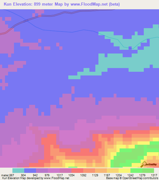 Kun,Pakistan Elevation Map