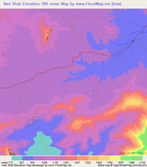 Nari Shah,Pakistan Elevation Map