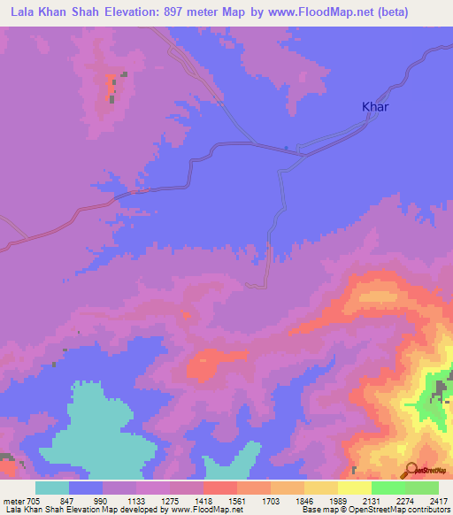 Lala Khan Shah,Pakistan Elevation Map