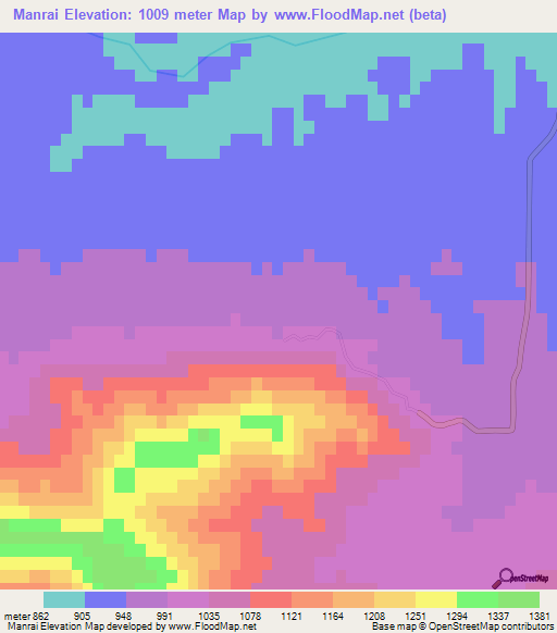 Manrai,Pakistan Elevation Map