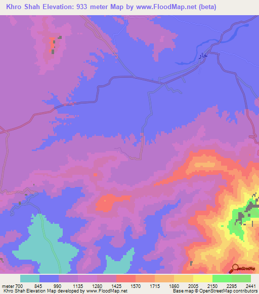 Khro Shah,Pakistan Elevation Map