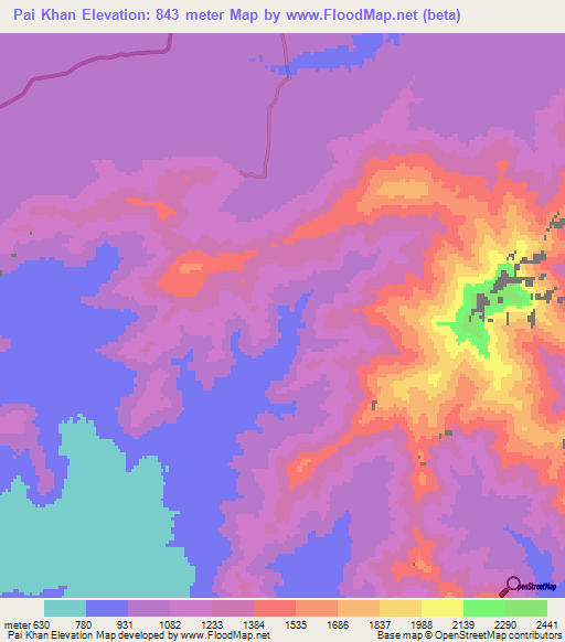 Pai Khan,Pakistan Elevation Map