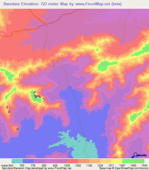 Bamdara,Pakistan Elevation Map