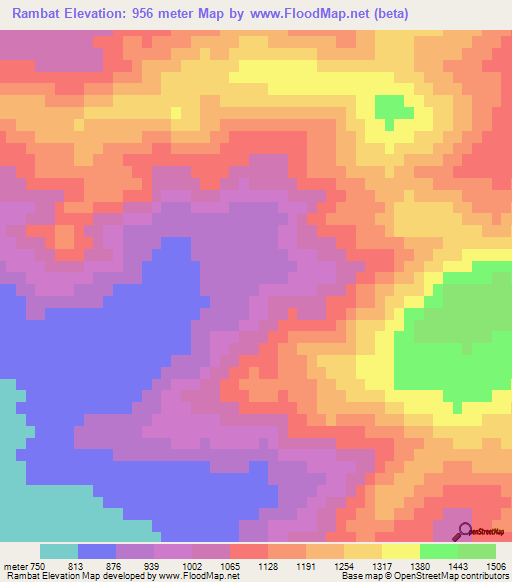 Rambat,Pakistan Elevation Map