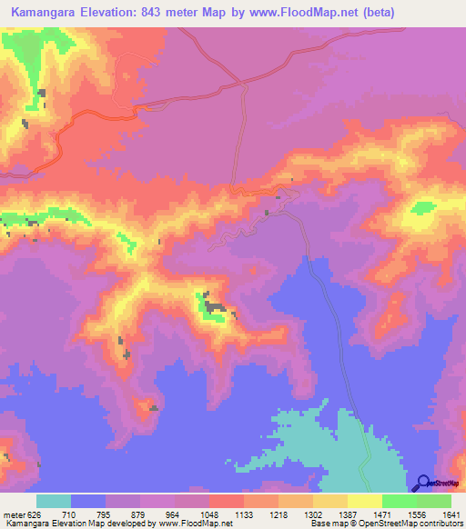 Kamangara,Pakistan Elevation Map