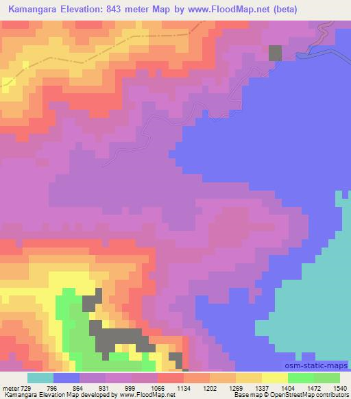 Kamangara,Pakistan Elevation Map