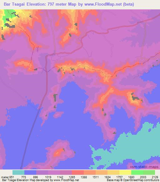 Bar Tsagai,Pakistan Elevation Map