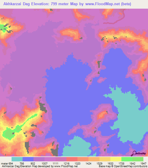 Akhkarzai Dag,Pakistan Elevation Map