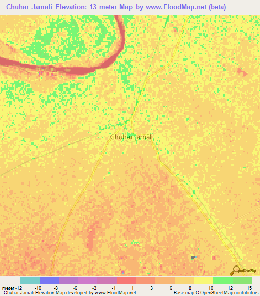 Chuhar Jamali,Pakistan Elevation Map