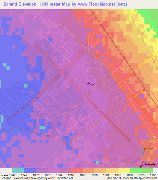 Zarand,Iran Elevation Map