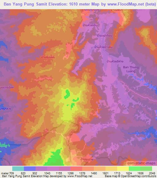 Ban Yang Pung Samit,Thailand Elevation Map