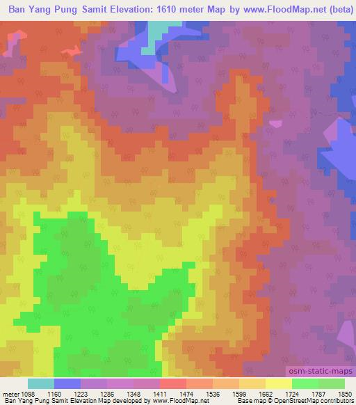 Ban Yang Pung Samit,Thailand Elevation Map