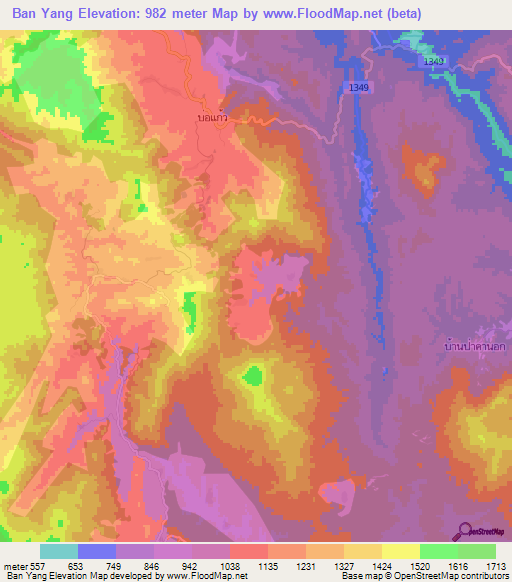 Elevation of Ban Yang,Thailand Elevation Map, Topography, Contour