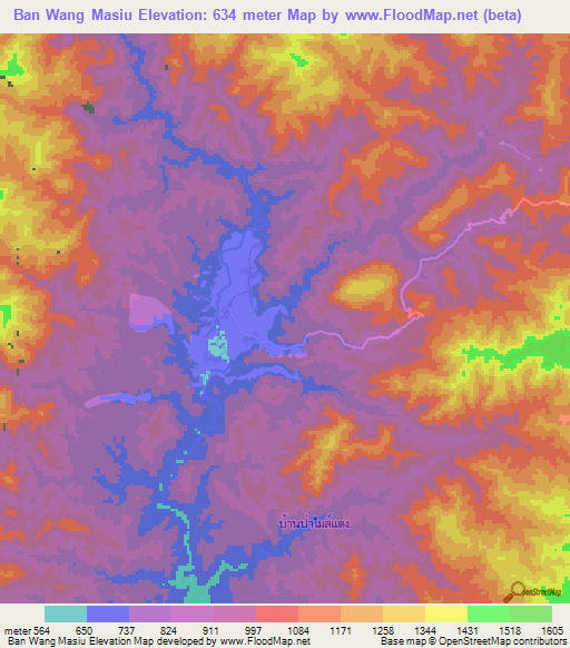 Ban Wang Masiu,Thailand Elevation Map