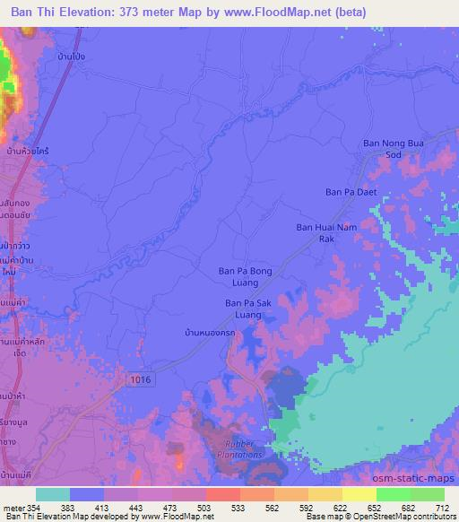 Ban Thi,Thailand Elevation Map