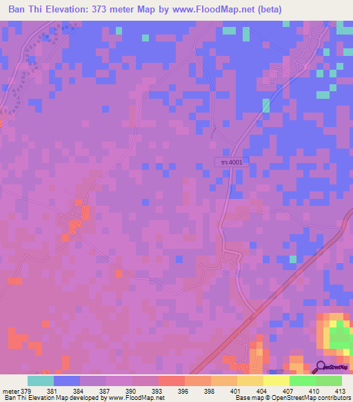 Ban Thi,Thailand Elevation Map