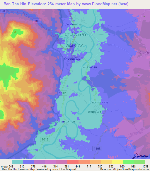 Ban Tha Hin,Thailand Elevation Map