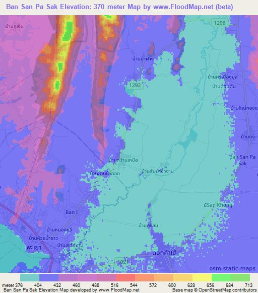 Elevation of Ban San Pa Sak,Thailand Elevation Map, Topography, Contour