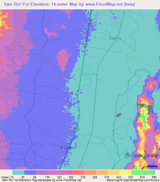 Sam Roi Yot,Thailand Elevation Map