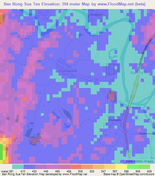Ban Rong Sua Ten,Thailand Elevation Map