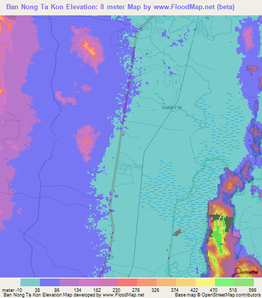 Elevation of Ban Nong Ta Kon,Thailand Elevation Map, Topography, Contour