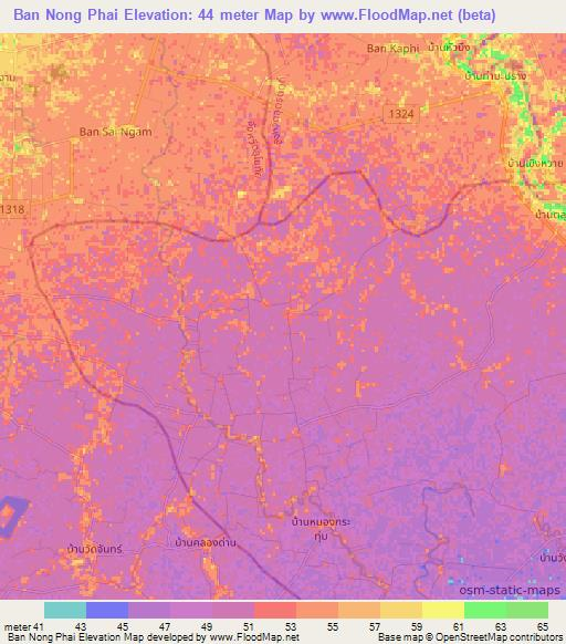 Ban Nong Phai,Thailand Elevation Map