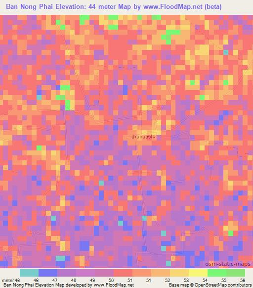 Ban Nong Phai,Thailand Elevation Map