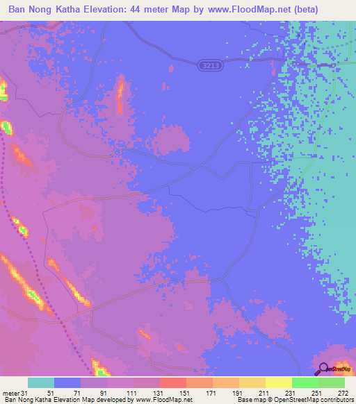 Ban Nong Katha,Thailand Elevation Map