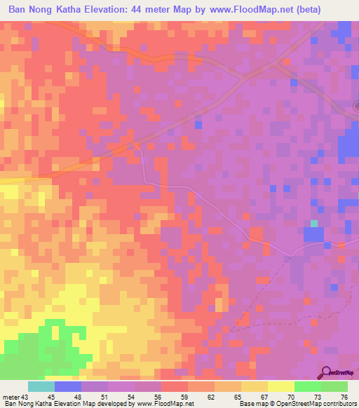 Ban Nong Katha,Thailand Elevation Map