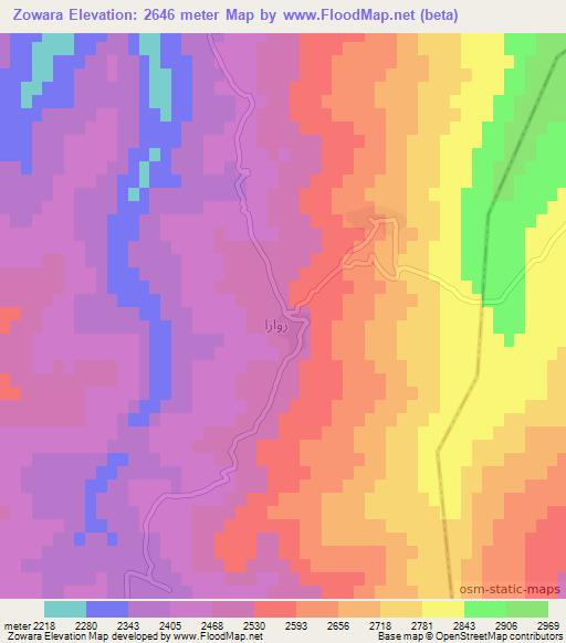 Zowara,Afghanistan Elevation Map