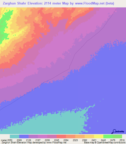 Zarghun Shahr,Afghanistan Elevation Map