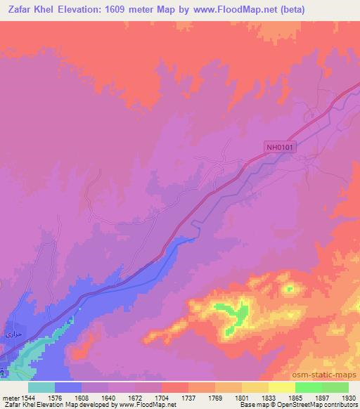 Zafar Khel,Afghanistan Elevation Map