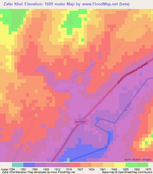 Zafar Khel,Afghanistan Elevation Map