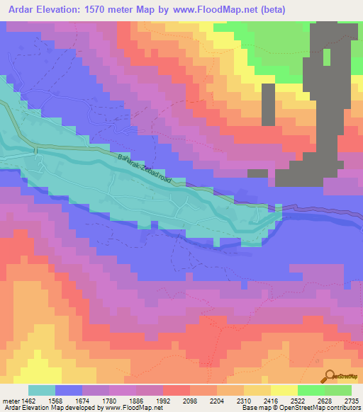 Ardar,Afghanistan Elevation Map