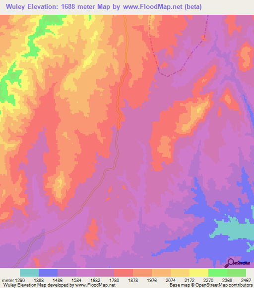 Wuley,Afghanistan Elevation Map