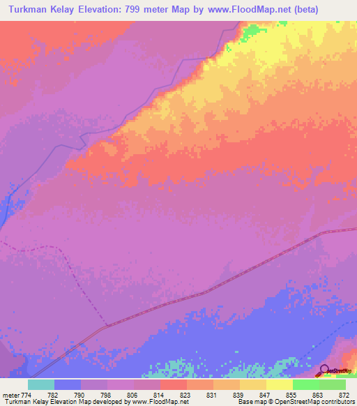 Turkman Kelay,Afghanistan Elevation Map